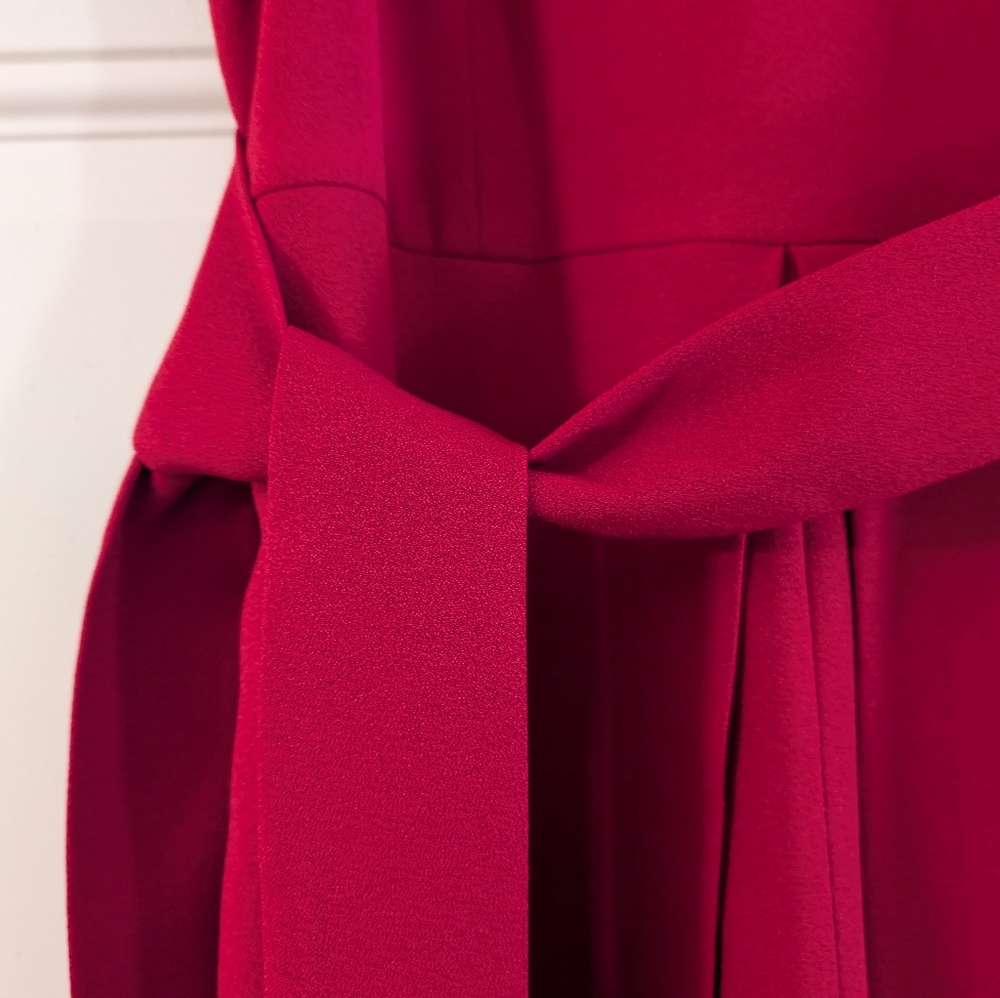 Nine West Red Sleeveless Tie-Waist Wide-Leg Jumpsuit - Picture 5 of 11